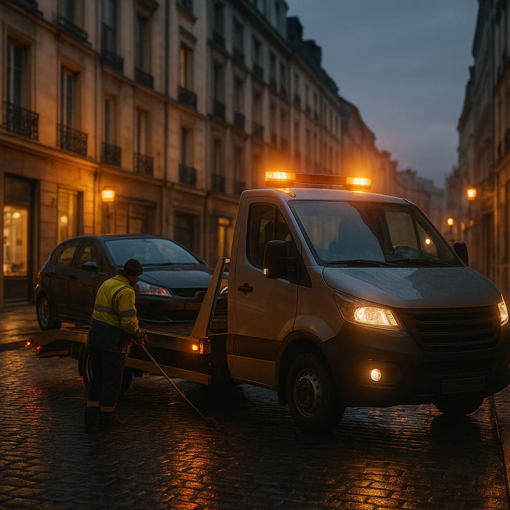 Abschleppfahrzeug hilft einem PKW in Wien